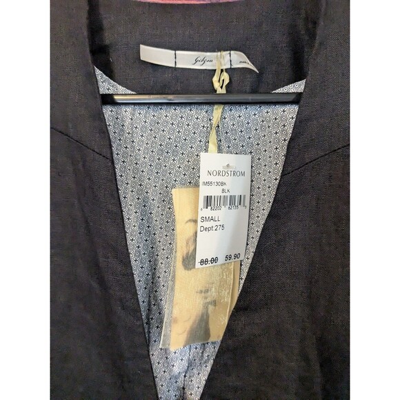 Gibson Size S Womens Black Scrunched Sleeve One Button LINEN blazer - Picture 6 of 7